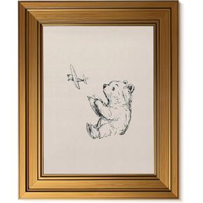 Ptslan Gold Framed Wall Art, Vintage Airplane Nursery Decor, Teddy Bear Canvas Prints for Baby Boy Room (9x11Inch) in Saudi Arabia