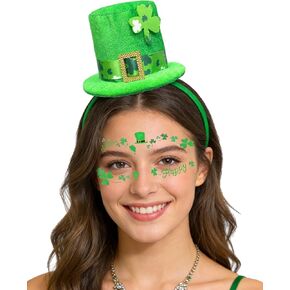 عيد القديس باتريك عقال الجني قبعة خضراء أفضل قبعة عقال الأيرلندية الترتر شامروك سانت باتي يوم اكسسوارات للنساء زي in Kuwait