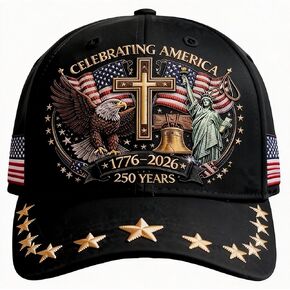 قبعة الولايات المتحدة الأمريكية للذكرى السنوية 250، نمط مطبوع ثلاثي الأبعاد لصليب الحرية النسر، 1776-2026 قبعات وطنية قابلة للتعديل in Kuwait