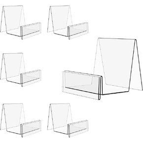 Boloyo Acrylic Display Stand with Sign Plate, 6PC Clear Display Easel Purse Display Riser Holder, Acrylic Purse Display Holder for Displaying Wallet, Purse, Handbag, Cosmetic, Jewelry, Glasses (Large, 6PC) in Kuwait