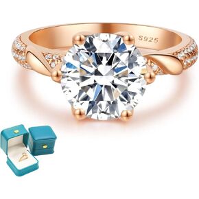 Moissanite Engagement Rings for Women, S925 Sterling Silver 6 Prong Solitaire Moissanite Promise Rings, D Color VVS1 Clarity Brilliant Round Cut Wedding Bands Moissanite Ring in Saudi Arabia