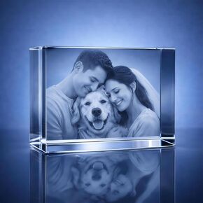 Personalized 3D Crystal Photo Gift Custom Engraved 3D Picture in Crystal Keepsake for Mom Dad Wife Husband Couples Pets Family Birthday Anniversary Memorial in Kuwait