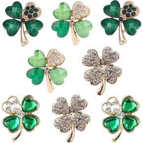 taoranju أربع أوراق البرسيم دبابيس للنساء، 8 قطع دبابيس بروش حجر الراين لإكسسوارات يوم القديس باتريك، دبابيس التلبيب الكريستال للنساء الفتيات حفل زفاف وعطلة المجوهرات هدية in Kuwait