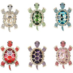 6pcs Turtle Brooch with Crystal Diamonds, Turtle Enamel Pin, Turtle Jewelry for Decorating Clothes in Kuwait