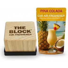 The Block - Wooden Car Air Freshener & Odor Eliminator - Long Lasting 30+ Day Scent - Car & Home Use - Fresh Gift Idea - Made in USA - Aged Vanilla in Saudi Arabia