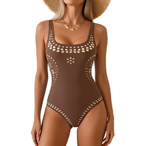 Women's One Piece Swimsuit Tummy Control Laser Cut Out Bathing Suit Slimming Full Coverage Swimwear in Saudi Arabia