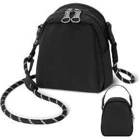 حقائب كروس صغيرة سعة 2.8 لتر للنساء للجنسين حقيبة يد متعددة الأوضاع مع حزام قابل للتعديل للسفر والتسوق باللون الأسود in Kuwait