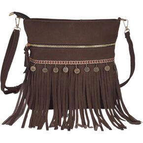 Women's Fringe Crossbody Bag, Vegan Leather Purse with Detachable Strap, Boho Handbag for Concert & Daily Use in Saudi Arabia