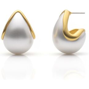 العتيقة مات مطلية بالذهب مكتنزة هوب الأقراط الأساسية للنساء فو اللؤلؤ بيان دوب الأطواق الأقراط in Kuwait