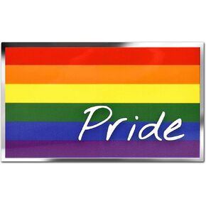 ملصق فاخر بعلم فخر قوس قزح LGBTQ+ (3.75 بوصة × 2.25 بوصة) | ملصق معدني لامع مناسب لجميع الأحوال الجوية للسيارة، وزجاجة المياه، والكمبيوتر المحمول، والكمبيوتر اللوحي، والمبرد، والصدمات، والهاتف والمزيد in Kuwait