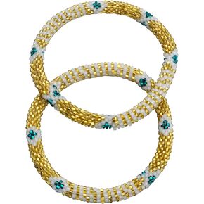 مجموعة من 2 أساور مصنوعة يدويًا من الخرز الزجاجي بوهو كروشيه أساور من نيبال، مجوهرات الأزياء النسائية، إكسسوارات مطرزة بالخرز هيبي للارتداء اليومي in Kuwait