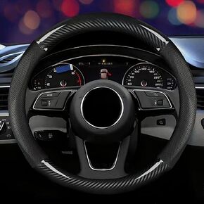 Car Breathable Steering Wheel Cover, Carbon Fiber Non-Slip Steering Wheel Protector, Wear -Resistant Steering Wheel Sleeve Anti-Slip Car Interior for Men, Black in Saudi Arabia