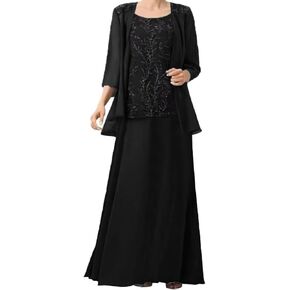 2 Pieces Mother of The Bride Dresses with Jackets for Wedding Sequin Chiffon Formal Evening Gowns JH050 in Saudi Arabia