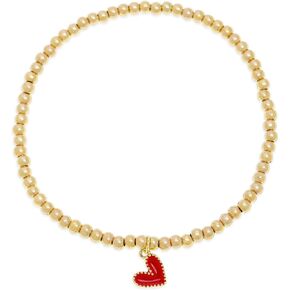 مجموعة أساور قابلة للتمدد على شكل قلب مطرز باللون الذهبي الأنيق للنساء، مجموعة أساور أنيقة مصنوعة يدويًا وقابلة للتكديس في عيد الحب والحب الأحمر وإكسسوارات المجوهرات والإكسسوارات. in Kuwait