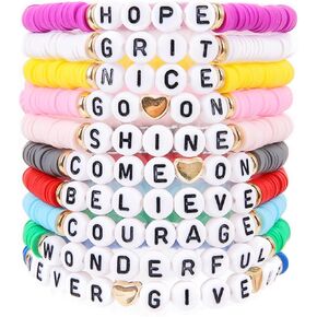 10pcs Friendship Bracelets Heishi Surfer Stretch Stackable Preppy Clay Bead Braclet for Women in Saudi Arabia