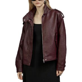 Bellivera Women's Oversized Faux Leather Jackets Retro Zip Up Casual Bomber and Biker Jackets for Spring Fall in Kuwait