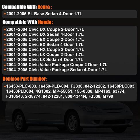 حاقن الوقود 2001-2005 متوافق مع Acura EL، لهوندا سيفيك 2001-2005 1.7L، يستبدل 16450PLC003 16450-PLC-003(4 قطعة) in Saudi Arabia