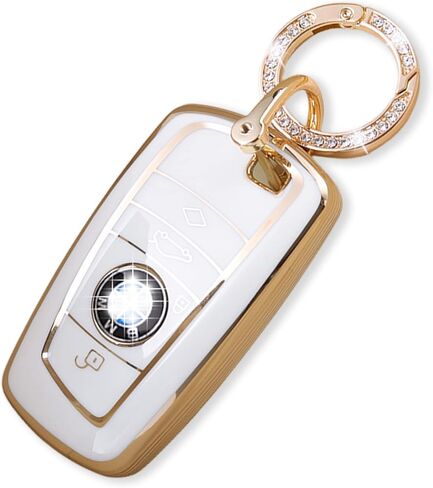 غطاء مفتاح السيارة يناسب BMW، ملحقات حامل فضي أرجواني كريستالي لامع in Kuwait