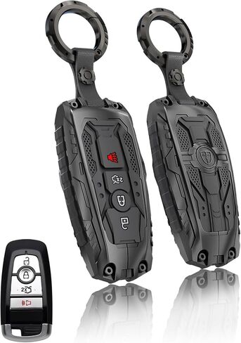 Heavy Key Fob Cover for Ford, Key Fob Case Protector Accessories Fits for Ford 2018-2024 Explorer F-150 Fusion Mustang Escape Edge Mustang Ranger Expedition Maverick Transport (4 Buttton-Black) in Saudi Arabia