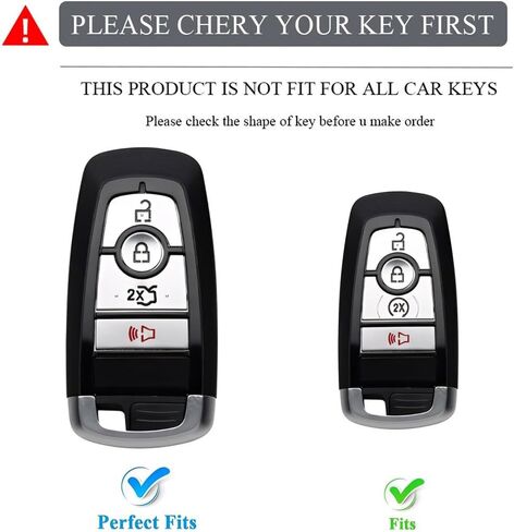 Heavy Key Fob Cover for Ford, Key Fob Case Protector Accessories Fits for Ford 2018-2024 Explorer F-150 Fusion Mustang Escape Edge Mustang Ranger Expedition Maverick Transport (4 Buttton-Black) in Saudi Arabia