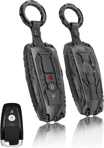 Heavy Key Fob Cover for Ford, Key Fob Case Protector Accessories Fits for Ford 2018-2024 Explorer F-150 Fusion Mustang Escape Edge Mustang Ranger Expedition Maverick Transport (4 Buttton-Black) in Saudi Arabia