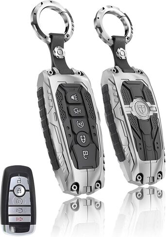 Heavy Key Fob Cover for Ford, Key Fob Case Protector Accessories Fits for Ford 2018-2024 Explorer F-150 Fusion Mustang Escape Edge Mustang Ranger Expedition Maverick Transport (4 Buttton-Black) in Saudi Arabia