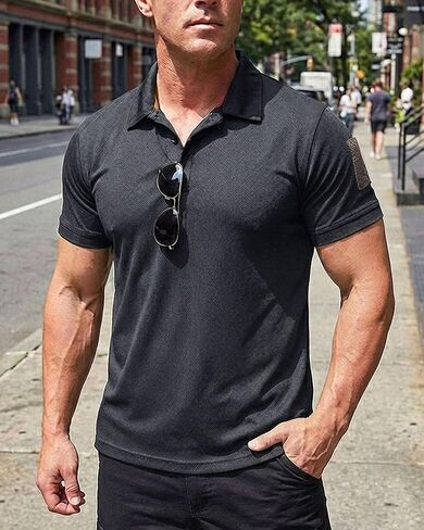 Men's Quick-Dry Polo Shirts, Short Sleeve Stretch Casual T-Shirts for Summer Outdoor Sports in Saudi Arabia