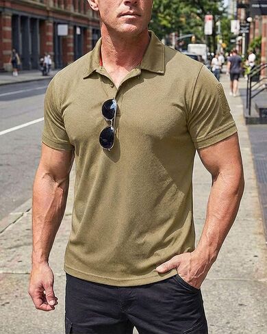 Men's Quick-Dry Polo Shirts, Short Sleeve Stretch Casual T-Shirts for Summer Outdoor Sports in Saudi Arabia