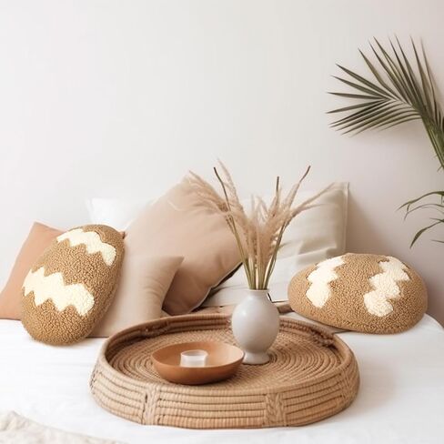 Bencailor 2 Pcs Easter Throw Pillows Plush Easter Egg Pillow Cushion Brown and Beige Egg Pillow Decoration for Easter Birthday Party Bedroom Sofa Gift Supplies, 7.87 x 12.99 Inch in Saudi Arabia