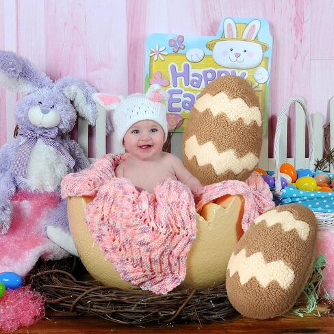 Bencailor 2 Pcs Easter Throw Pillows Plush Easter Egg Pillow Cushion Brown and Beige Egg Pillow Decoration for Easter Birthday Party Bedroom Sofa Gift Supplies, 7.87 x 12.99 Inch in Saudi Arabia
