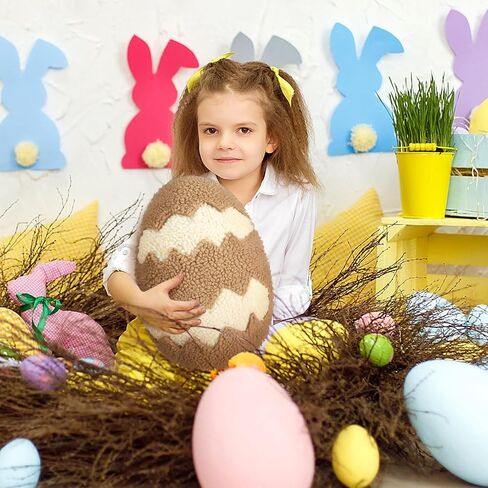 Bencailor 2 Pcs Easter Throw Pillows Plush Easter Egg Pillow Cushion Brown and Beige Egg Pillow Decoration for Easter Birthday Party Bedroom Sofa Gift Supplies, 7.87 x 12.99 Inch in Saudi Arabia