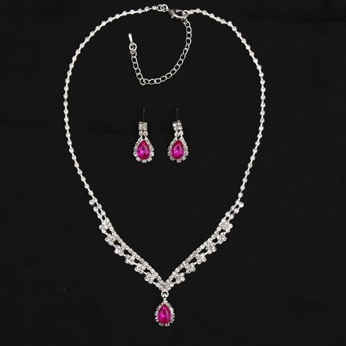 QLLYHLH Woman’s Wedding Jewelry Set Brides Bridesmaid Silver Plated Necklace Dangle Earrings Link Bracelet Austrian Crystal Brides Bridesmaid Prom Costume Party in Saudi Arabia