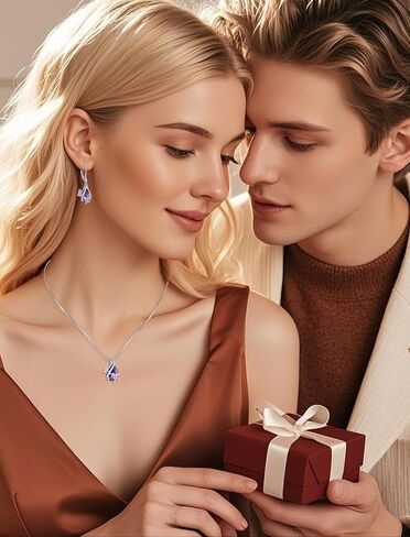 Butterfly Jewelry Set for Women 925 Sterling Silver Amethyst Necklace Earrings February Birthstone Gifts for Her in Kuwait