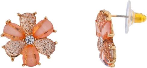 مجموعة أقراط قلادة على شكل زهرة بريق الكافيار الخوخي من LUX ACCESSORIES in Saudi Arabia