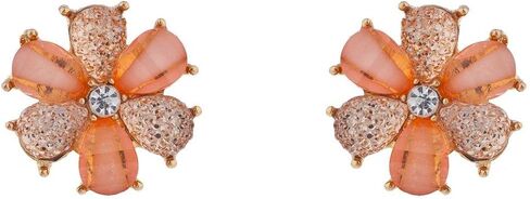 مجموعة أقراط قلادة على شكل زهرة بريق الكافيار الخوخي من LUX ACCESSORIES in Saudi Arabia