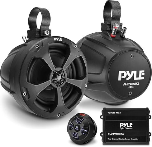 Pyle 6.5" Water-Resistant Off-Road Speakers - 2 Channel Rated Amplifier - ATV, UTV, 4x4, Jeep, Wired RCA, for Boat Stereo Speaker and Other Watercraft (1200 Watts) in Saudi Arabia