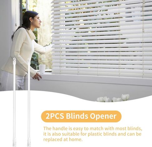 2 Pcs Blind Wand, Vertical Replacement Parts, Clear Blind Rod with Hook and Grip, Clear Acrylic Blin-d Tilt Replacement Blinds Opener Long Window Blinds Stick Tilt Rod(Size:17inch) in Kuwait
