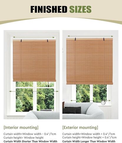 FoundGo Retro Bamboo Blinds 30 "W x 64" H الخيزران الروماني ظلال تصفية الضوء نشمر الستائر العمياء لمداخل النوافذ في الأماكن المغلقة في الهواء الطلق البني in Kuwait