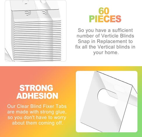 ZukoCert 60-Pack Vertical Blind Repair Kit – Clear Self-Adhesive Clips for Broken Blind Slats (Durable Reinforced Plastic, Easy to Apply, Ideal for Home & Office Vertical Blinds) in Kuwait