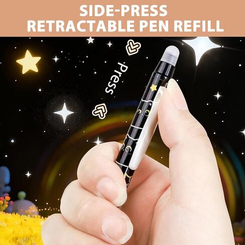 12 PCS Cute Erasable Pens,Black Cute Cat Erasable Gel Ink Pens,0.5mm Blue Ink - Retractable,Cute Cat School Supplise,Kawaii Cat Stationery Set, Perfect Cat Gifts for Office, School, Women,Man in Kuwait