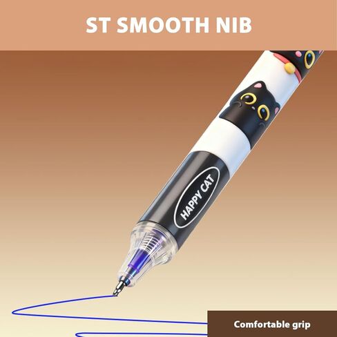 12 PCS Cute Erasable Pens,Black Cute Cat Erasable Gel Ink Pens,0.5mm Blue Ink - Retractable,Cute Cat School Supplise,Kawaii Cat Stationery Set, Perfect Cat Gifts for Office, School, Women,Man in Kuwait