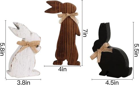 Rustic Wooden Bunny Table Centerpiece Signs, Farmhouse Tiered Tray Decor - 3pcs Vintage Easter Gifts in Kuwait