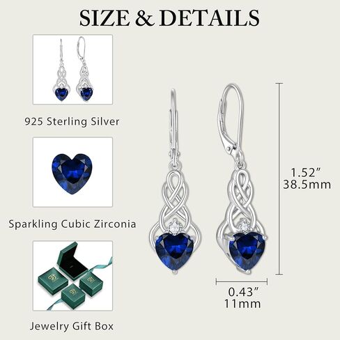 FJ Infinity Celtic Knot Jewelry Set for Women 925 Sterling Silver Sapphire Necklace and Earrings Set September Birthstone Jewelry Gifts in Kuwait