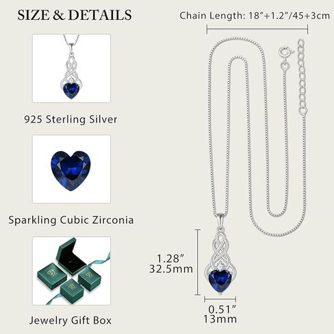 FJ Infinity Celtic Knot Jewelry Set for Women 925 Sterling Silver Sapphire Necklace and Earrings Set September Birthstone Jewelry Gifts in Kuwait