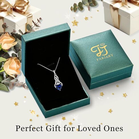 FJ Infinity Celtic Knot Jewelry Set for Women 925 Sterling Silver Sapphire Necklace and Earrings Set September Birthstone Jewelry Gifts in Kuwait