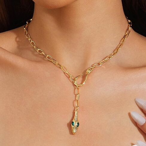 gold snake choker necklace for women - elegant snake design jewelry with adjustable chain in Saudi Arabia