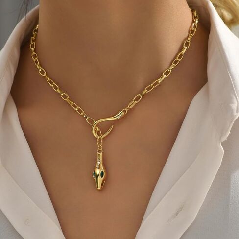 gold snake choker necklace for women - elegant snake design jewelry with adjustable chain in Saudi Arabia