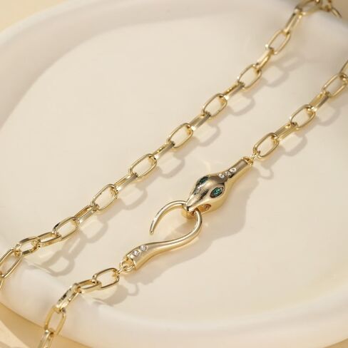 gold snake choker necklace for women - elegant snake design jewelry with adjustable chain in Saudi Arabia
