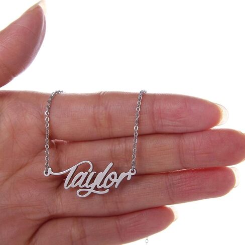 Personalized Name Necklace + Name Bracelet Sets for Women Nameplate Pendant Gift -Taylor Silver Set in Saudi Arabia