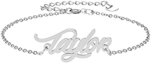 Personalized Name Necklace + Name Bracelet Sets for Women Nameplate Pendant Gift -Taylor Silver Set in Saudi Arabia